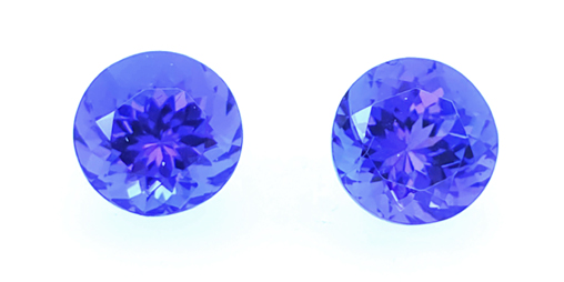 matched pair of 8mm deep purple blue tanzanites