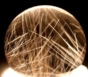 quartz sphere with silver rutile